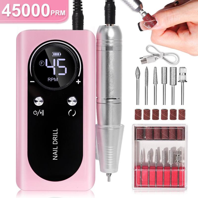 Electric Nail Drill Machine, 1 Box Professional Nail File Machine & Accessories, Portable Nail Care Tool for Polishing & Grinding