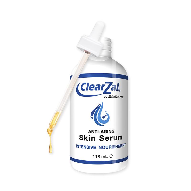 CLEARZAL Anti-Aging All Natural Skin Serum Moisture Embracing Formula with Essential Oils, 4 ounces help relieve irritation, dryness and flakiness.Non-Greasy，helps reinforce skin’s natural defenses, soothe redness, and restore elasticity and suppleness