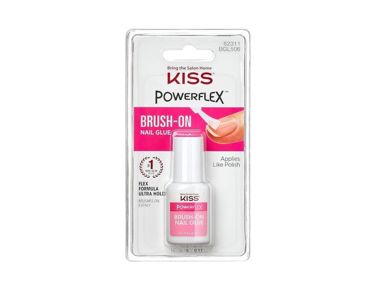 KISS PowerFlex Brush-On Nail Glue for Press On Nails, Ultra Hold Flex Formula Nail Adhesive, Includes One Bottle 5g (0.17 oz.) with Twist-Off Cap & Brush Applicator