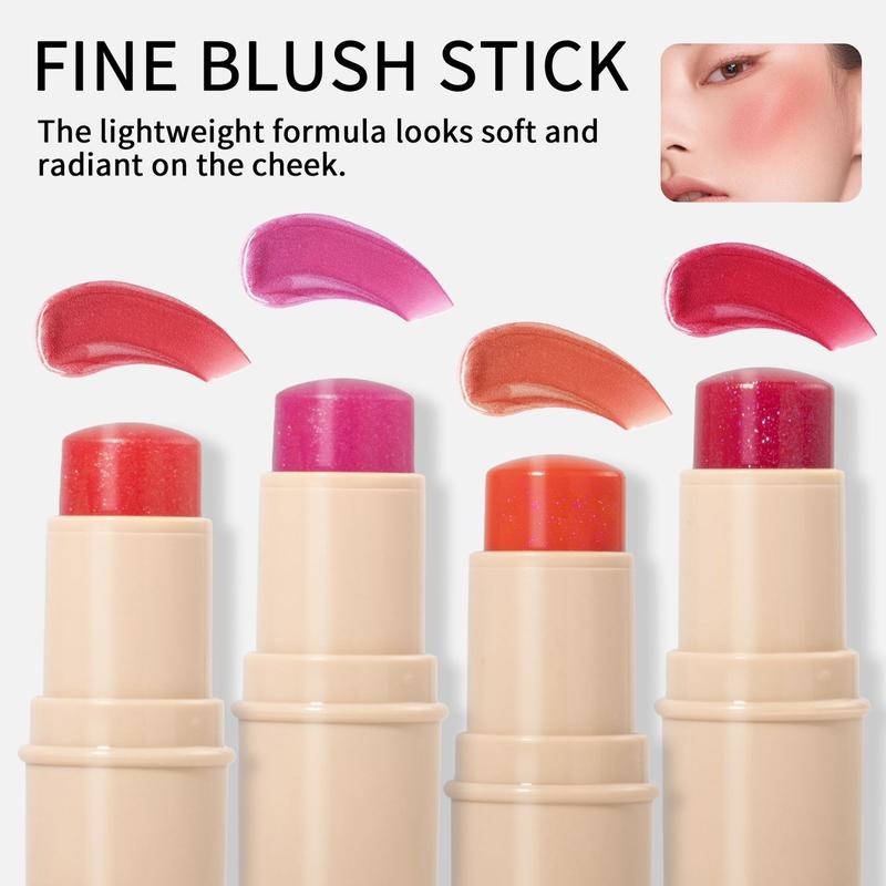 Jelly Blush Stick 4 Colors Fine Glitter Lipstick Blush 2-in-1 Makeup Stick Cosmetic