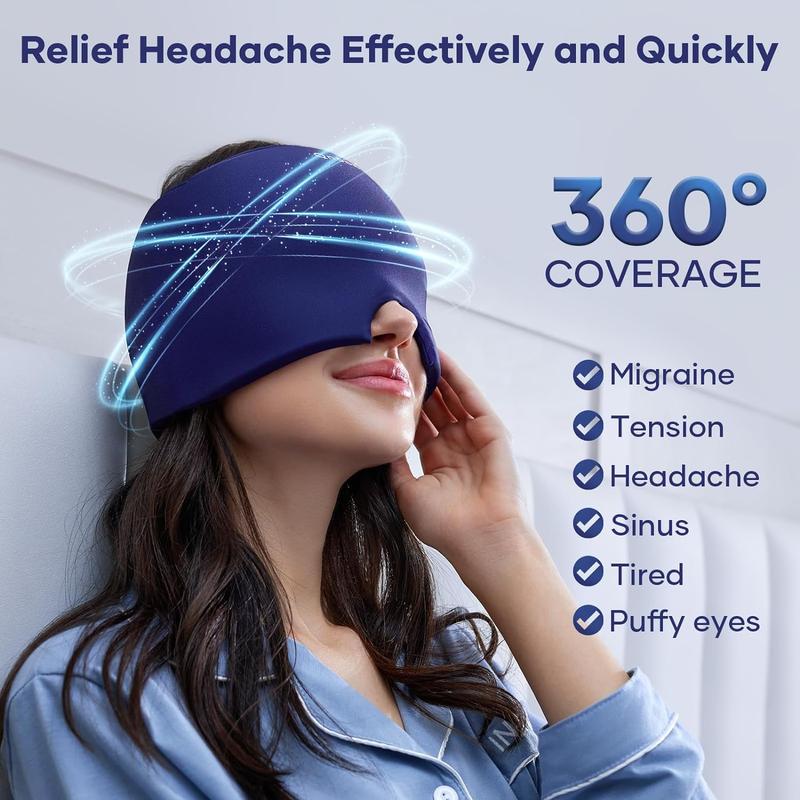 Migraine Headache Relief Cap, Qnoon Headache Migraine Cap Hat, Odorless Ice Pack for Injuries Reusable with Hot Cold Gel for Migraine and Stress Relief