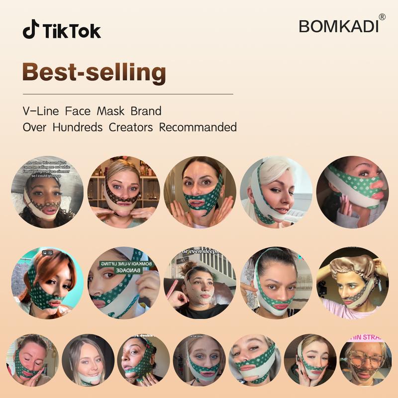 [Christmas Gift] BOMKADI V-Line Lifting Mask Double Chin Reducer Reusable with High-Elastic Fit, for Skin Tightening, firming Sagging Skin Relief and Slimming for Men and Women Facial Skincare