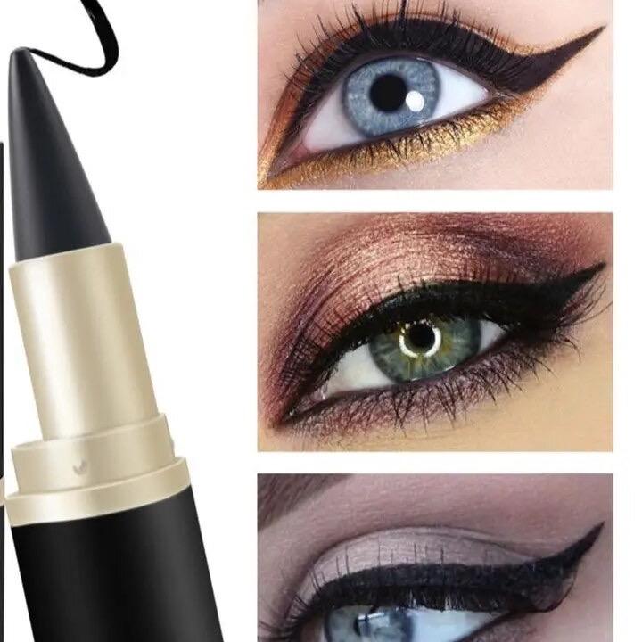 Black Eyeliner Pencil Waterproof Eye Enhancing Stick Solid Thick Gel Smooth 24 Hours Long Lasting Smoky Eye Liner Cosmetic Beaut Smudgeproof Lipliner Makeup