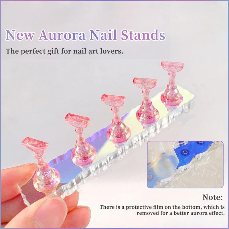 2 Set Nail Holder for Painting Nails, Acrylic Nail Stand for Press on   Fake Nail Tips Training   Nails Display with 96 Pcs Reusable Adhesive Putty