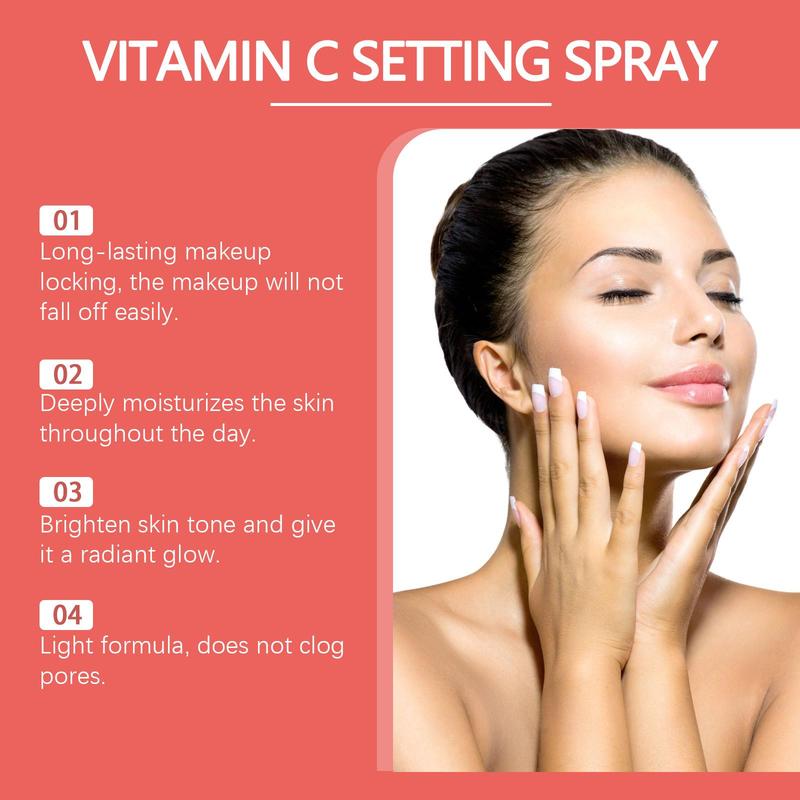 Vitamin C Setting Spray, Moisturizing Makeup Setting Spray, Long Lasting Makeup Spray, Portable Makeup Fixing Spray for Women & Girls