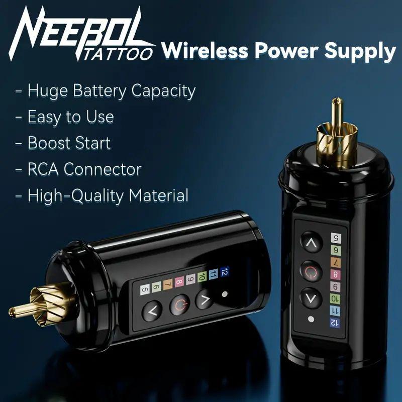 Neebol Cordless Tattoo Pen Kit, Tattoo Power Supply, Rotating Tattoo Pen Kit, 1400mAh Large Battery, Digital Screen Display, 10 Cartridge Needles, Practice Skin, Ink, Suitable for Beginners