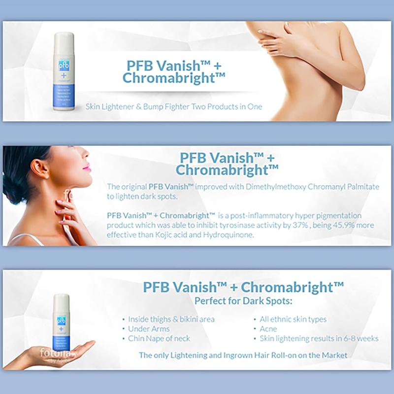 pfb chromabright - PFB Vanish Razor Bump Stopper Skin Care Treatment  Dark Spot Remover, Roll On Formula Treats Ingrown Hairs and Razor Burns - 93g