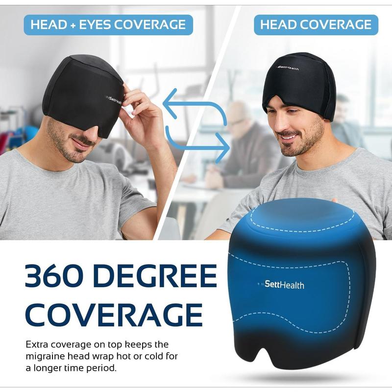 Migraine Relief Cap Ice Head Wrap Headache and Migraine Hat | Headache Relief with Hot Cold Gel Head Ice Pack with Face and Eye Headache Mask Compress