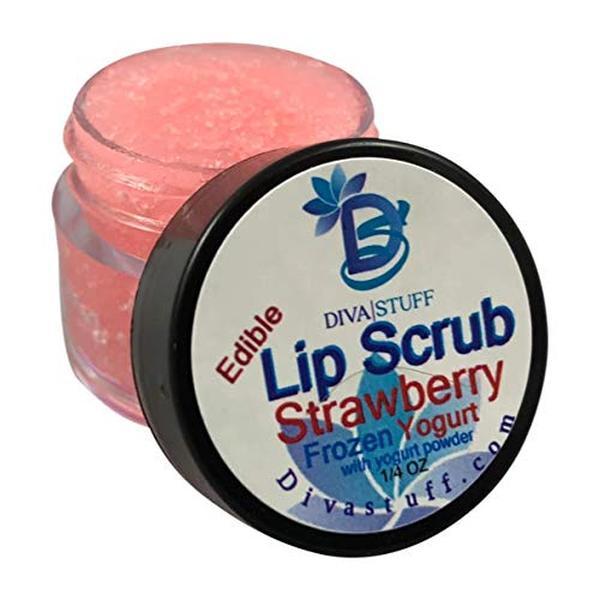 Diva Stuff Strawberry Frozen Yogurt Flavor Lip Scrub, Best Flavor, Hydrates and Exfoliates, Item E27 Skincare Sugar Nourishing Powder Wipe