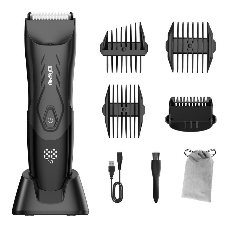 Showerproof Body & Manscaping Trimmer, Body and Intimate Hair Trimmer,USB, Epilator Hair Remover, Replaceable Ceramic Blade Heads, Body Trimmer for Men