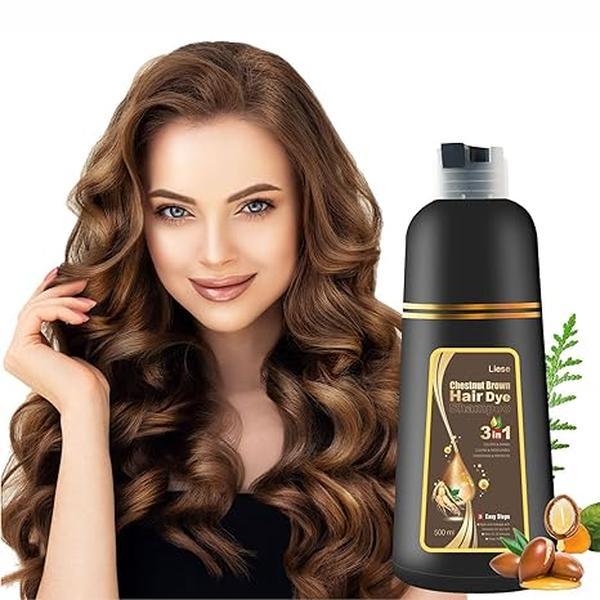 Dark Brown Hair Dye Shampoo for Grey Hair, Instant Hair Color Shampoo 3 in 1 for Women & Men, Herbal Ingredients Hair Coloring Shampoo 500ml - Tintes Para El Cabello(Dark Brown)