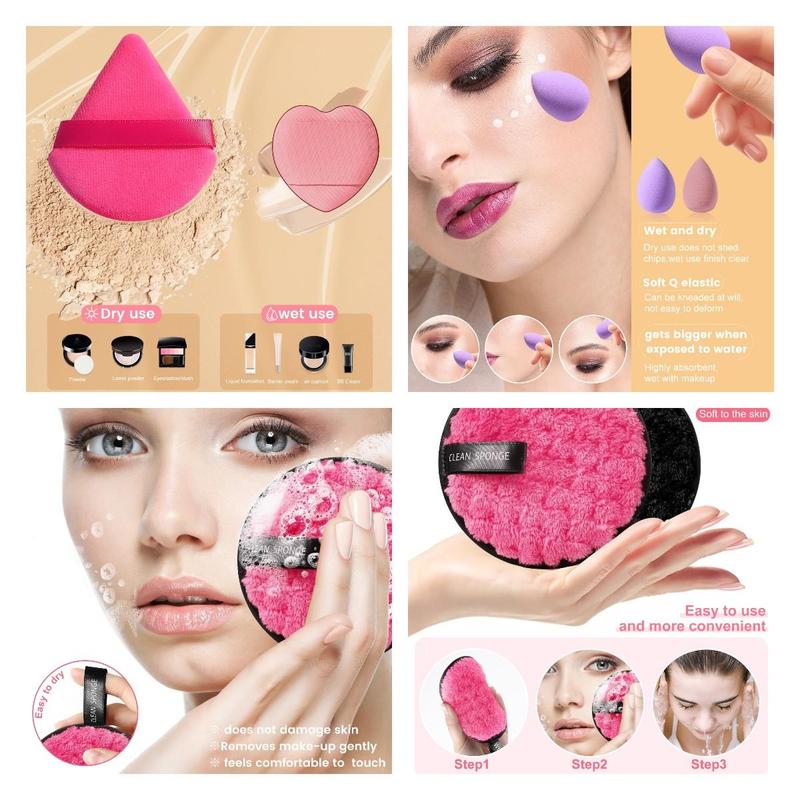 Makeup Tools Set, Makeup Brush & Beauty Blender & Headband & Makeup Bag & Tweezers & Lash Curler & Lash Glue & Eyelash Clusters & Wristband