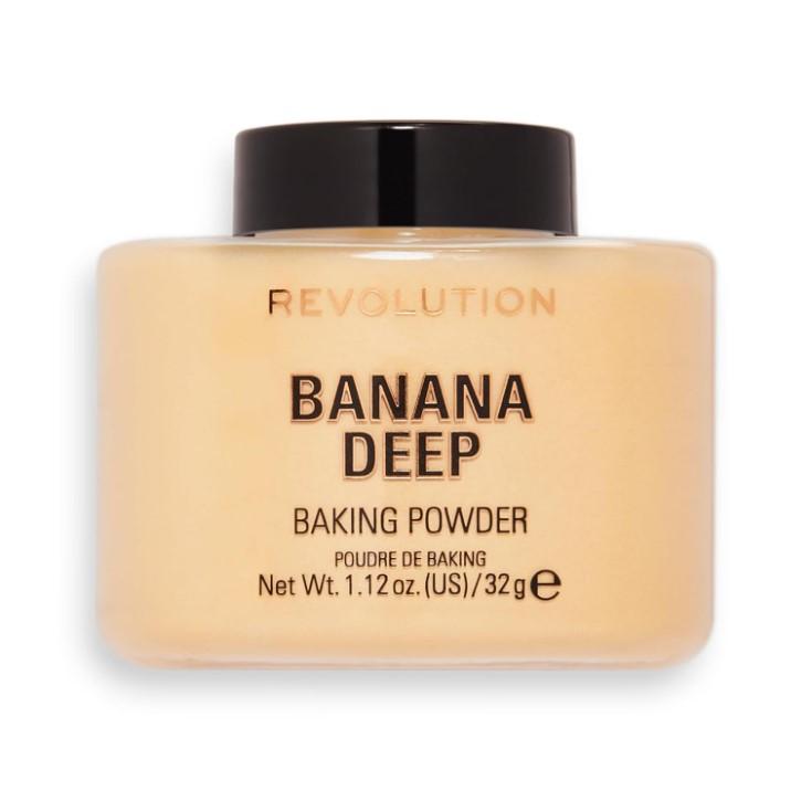 Revolution Beauty, Loose Baking Powder, Makeup Setting Powder, Long Lasting Coverage, Mattifies & Reduces Shine, Banana Deep, 1.13 Oz Oil Flawless