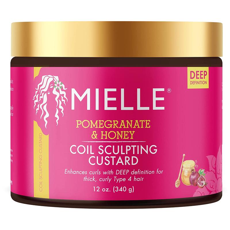 Mielle Organics Pomegranate & Honey Sculpting Custard, Natural Styling Cream plus Moisture, for Curl, Wave, & Coil Definition for Natural or Relaxed Type 4 Hair, 12-Fluid Ounces Mielle