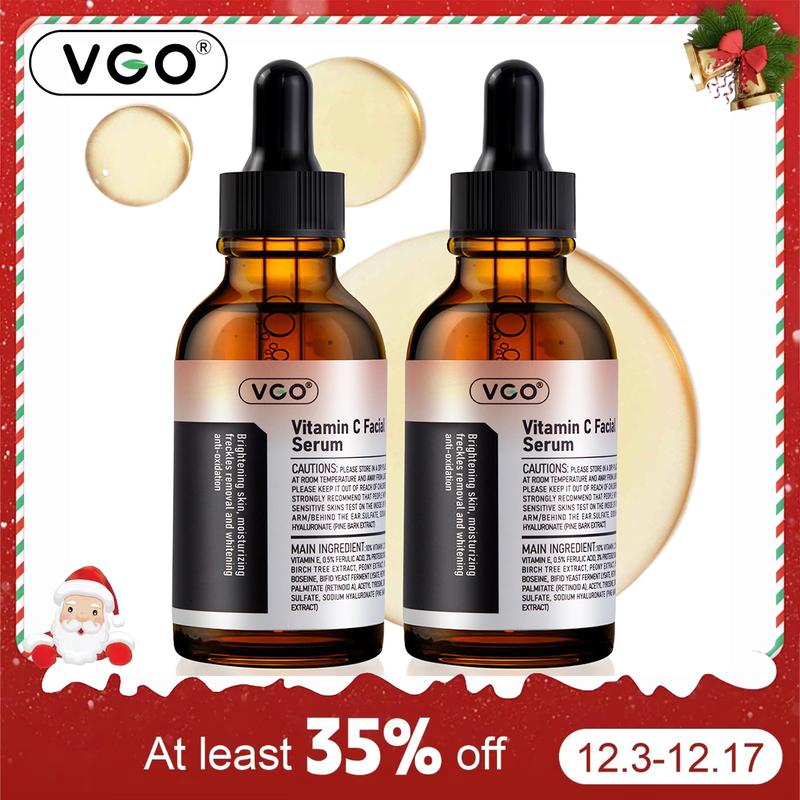 VGO Vitamin C Facial Serum Essence, 30ml   60ml Comfort Skincare Face Serum, Gentle Serum Vitamina C Cream-A Daily Cleanser-B3 And Vitamin C Facial Serum Essence Acne Radiance Cleansing Hydrate Moisturize Skin Repair Hydrating vitamin c