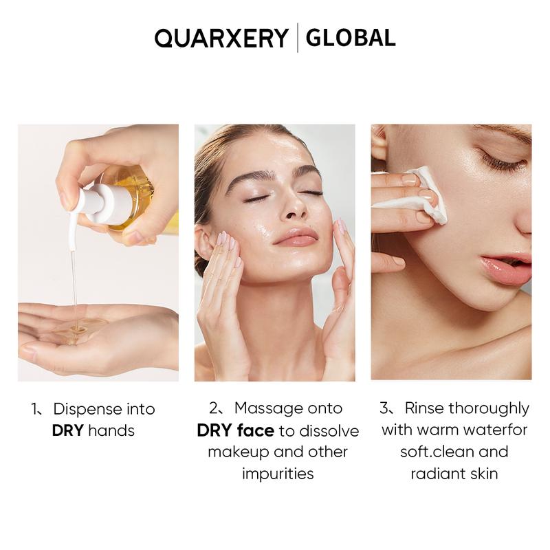 QUARXERY Deep Cleansing Oil, Facial Cleansing Oil, Makeup Remover, Cleanses without Clogging Pores, Residue-Free, Fragrance and Colorant Free, All Skin Types Cosmetic Scented