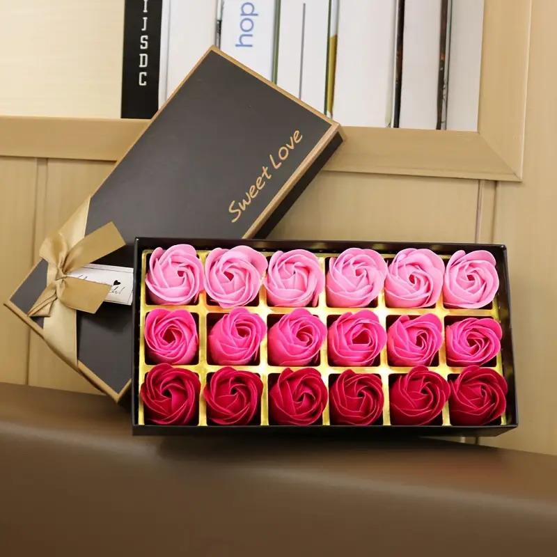 18pcs Set Luxury Body Care Flower Soap Box for Skin Care, Body Wash and Cleanser, Comfort Cleansing, Skin Repair Perfect christmas Gift glow soap love