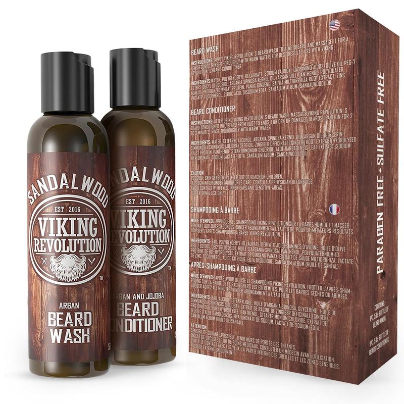 Viking Revolution Beard Wash & Beard Conditioner Set w Argan & Jojoba Oils - Softens & Strengthens - 5oz Hair Care Kit Comfort Cleansing Shampoo