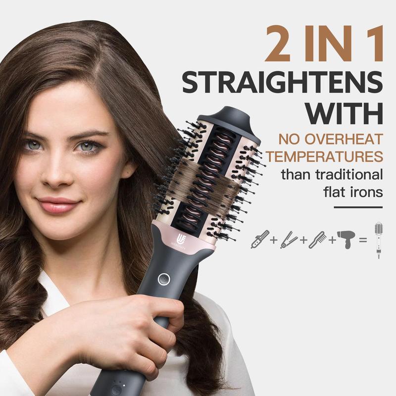 Webeauty 2 in 1 High Speed Hair Dryer Brush| Heated comb hair straightener+ Hot air brush with brushless motor, negative ions, less frizz more shiny for fast drying, straightening, curling, and volumizing  Comfort Christmas Fall Gifts, Winter Gift