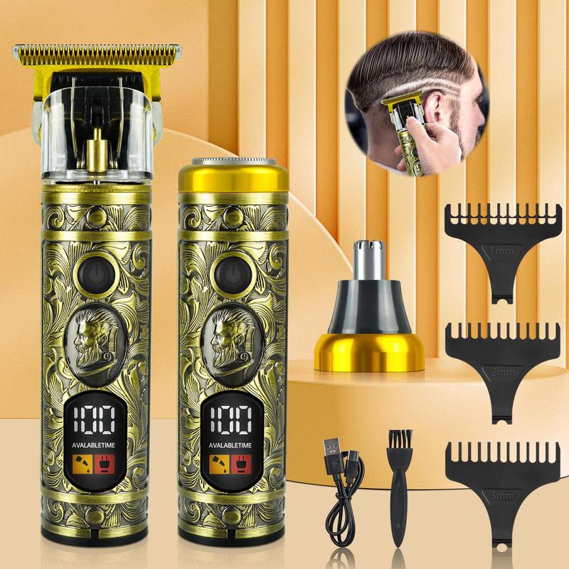 Professional Hair Clipper with Limited Comb & Cleaning Brush & Charging Cable, 1 Box Waterproof Hair Trimmer, Multifunctional Hair Cutting Kit for Men