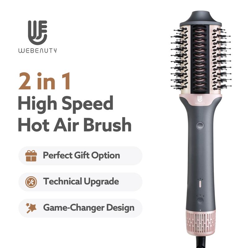 Webeauty 2 in 1 High Speed Hair Dryer Brush| Heated comb hair straightener+ Hot air brush with brushless motor, negative ions, less frizz more shiny for fast drying, straightening, curling, and volumizing  Comfort Christmas Fall Gifts, Winter Gift