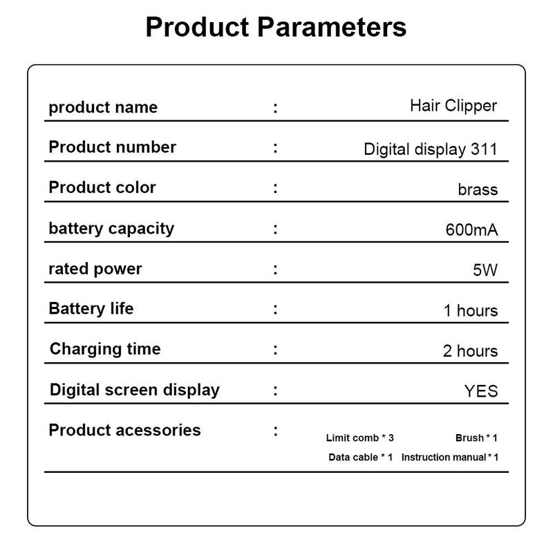 Professional Hair Clipper with Limited Comb & Cleaning Brush & Charging Cable, 1 Box Waterproof Hair Trimmer, Multifunctional Hair Cutting Kit for Men