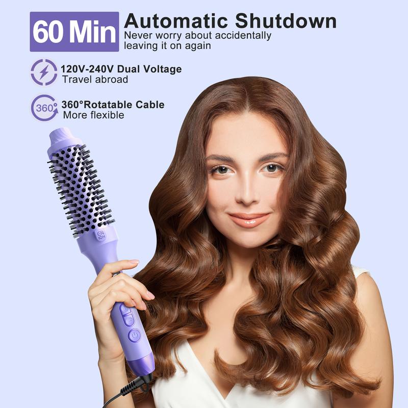 Nimmu Thermal Brush,1 1 2 Inch Ionic Heated Round Brush,Digital Display 10 Temps Ceramic Negatives Ions 1.5 Inch Comb,Dual Voltage Fast 20s Heating,Use with Rotatable Power Cord,Hair Shinier & Smoother for Travel Home Salon Birthday Gift curling irons