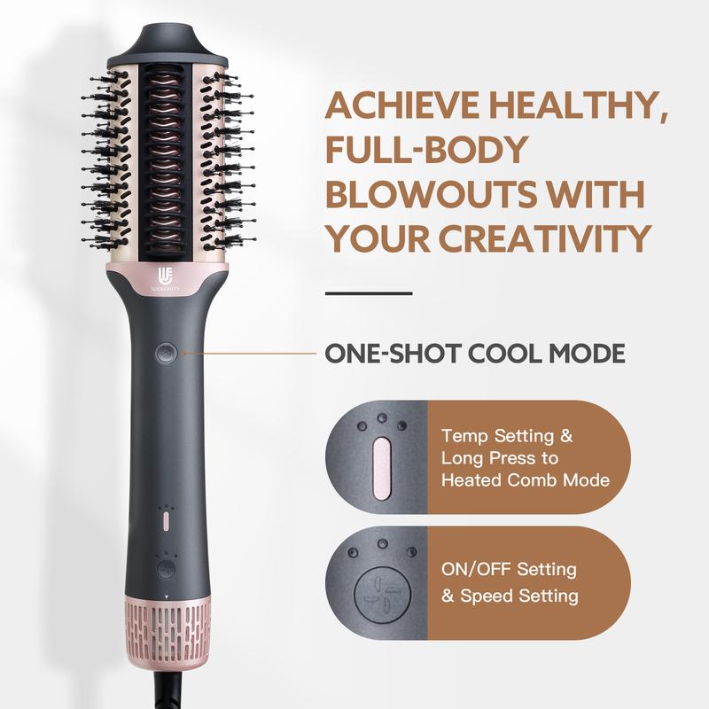 Webeauty 2 in 1 High Speed Hair Dryer Brush| Heated comb hair straightener+ Hot air brush with brushless motor, negative ions, less frizz more shiny for fast drying, straightening, curling, and volumizing  Comfort Christmas Fall Gifts, Winter Gift