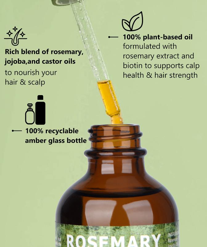 Rosemary Oil for Hair 4.0oz with Jamaican Black Castor Oil and Jojoba Oil - Nourishing for Dry, Damaged Hair, Split Ends,