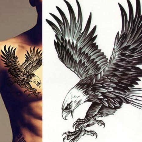 2 Pcs Eagle Tattoo Sticker Waterproof Temporary Tattoo Body Sexy Art Sticker Sweat Proof Men and Women (Black)