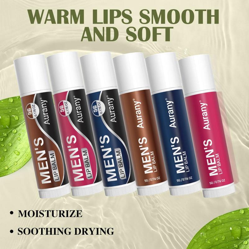 Men's Honey Lip Balm Set, 6 Counts set Long Lasting Moisturizing Lip Stick, Hydrating Lip Balm, Suitable for Daily Lip Care