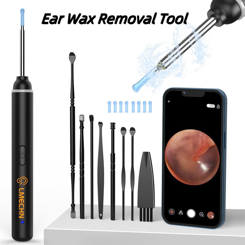 Ear Wax Removal Tool, Ear Cleaner with 1920P HD Camera, Earwax Remover with 8 Pcs Ear Set, Otoscope with 6 LED Lights,Kits for iPhone, iPad, Android Phones Black