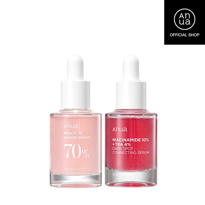 [Anua Official Shop] Pink Serum Duo (Peach Niacin Serum + TXA Dark Spot Correcting Serum)｜Discoloration serum set for Brightening