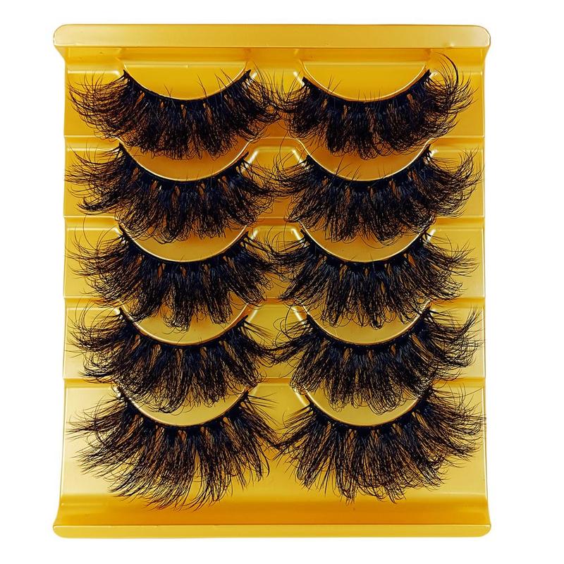 Fluffy False Eyelashes, 5 Pairs Faux Cluster Lashes, Natural Curling Eye Makeup Strip Lashes, Lightweight Full Volume Eyelash for Women Girls Eye Makeup Enhancement, Lash Clusters Cosmetic, Christmas Gift