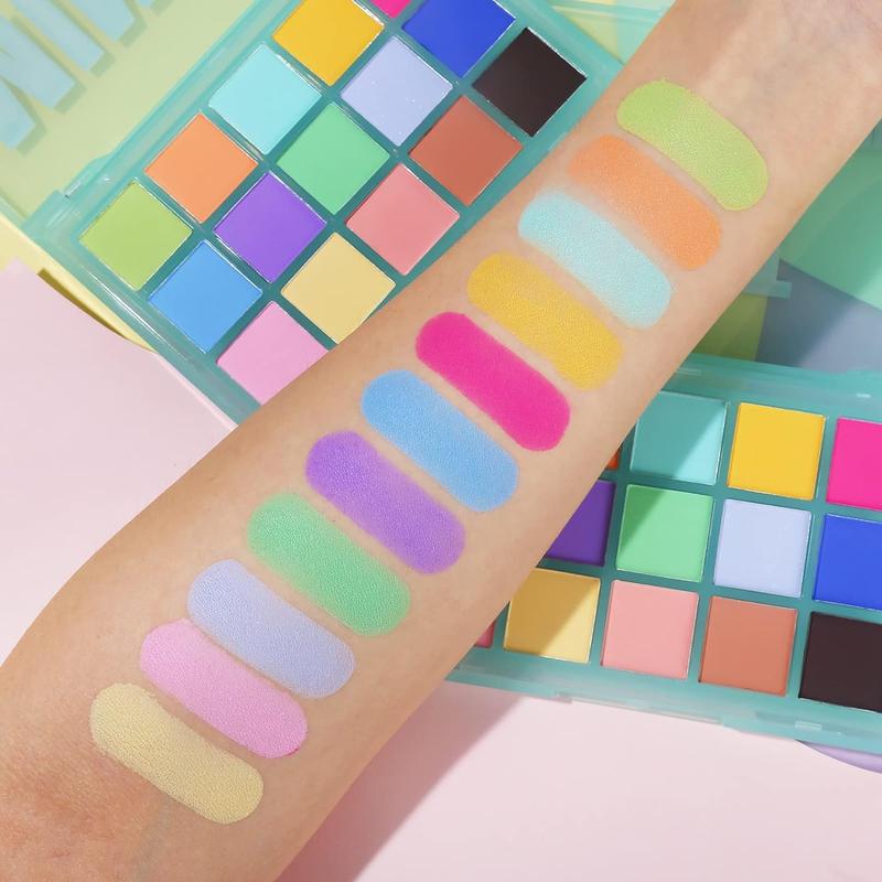 UCANBE Colorful Matte Makeup Eyeshadow Palette, 15 Shades Vibrant MACARON Pastel Eye Shadow Pallet, High Pigmented Blendable Rainbow Make Up Plattet Kit - Mint Candy