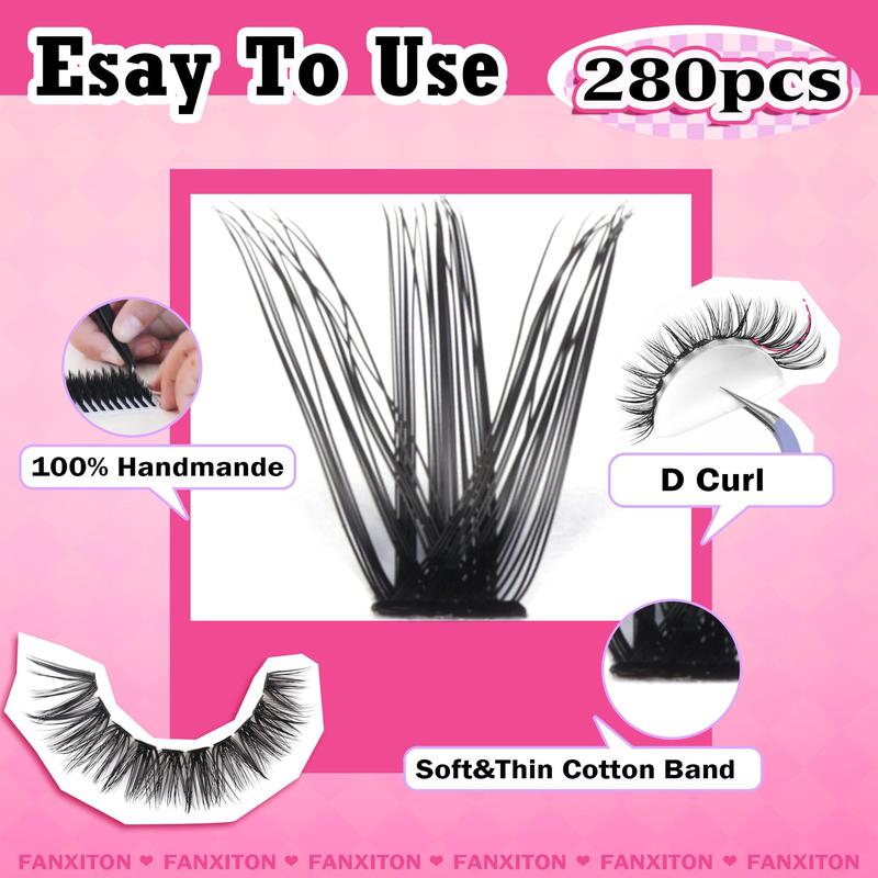 Perfect Lash Extension Kit DIY 280pcs Lash Clusters Eyelash Extension Kit, 9-16mm Mix 30D 40D Curl Individual Lashes Kit with Lash Bond and Seal Lash Tweezers for Self Use(30D&40D-0.07D-9-16MIX KIT) shinyslashes