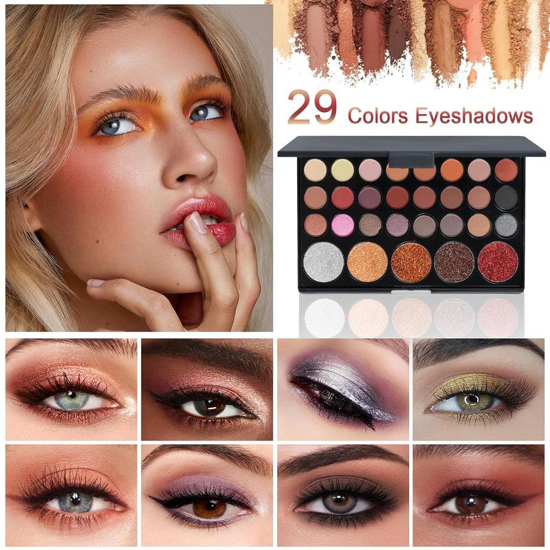 All in One Makeup Gift Kit, Include Makeup Brush Set, Eyeshadow Palette, Lip Gloss Set, Lipstick, Blush, Foundation, Concealer, Mascara,