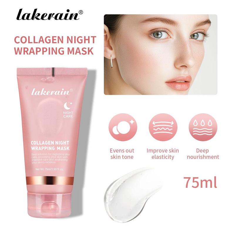 Collagen Overnight Mask with Brush, Moisturizing & Firming Facial Mask, Hydrating Facial Skin Care Product for Women & Men