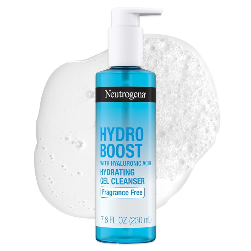 Neutrogena Hydro Boost Fragrance Free Hydrating Gel Facial Cleanser with Hyaluronic Acid, Daily Foaming Face Wash & Makeup Remover, Gentle Face Wash, Non-Comedogenic, 7.8 fl. Oz