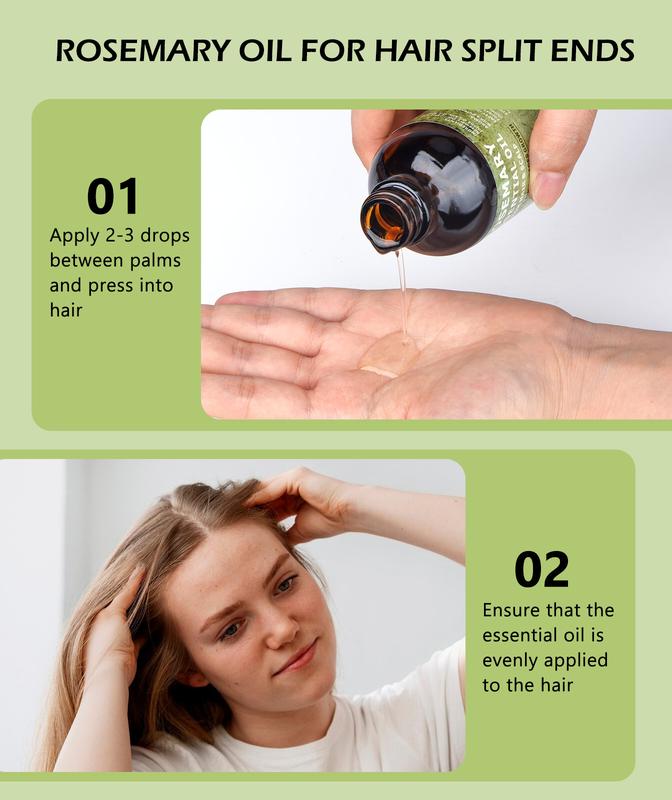 Rosemary Oil for Hair 4.0oz with Jamaican Black Castor Oil and Jojoba Oil - Nourishing for Dry, Damaged Hair, Split Ends,