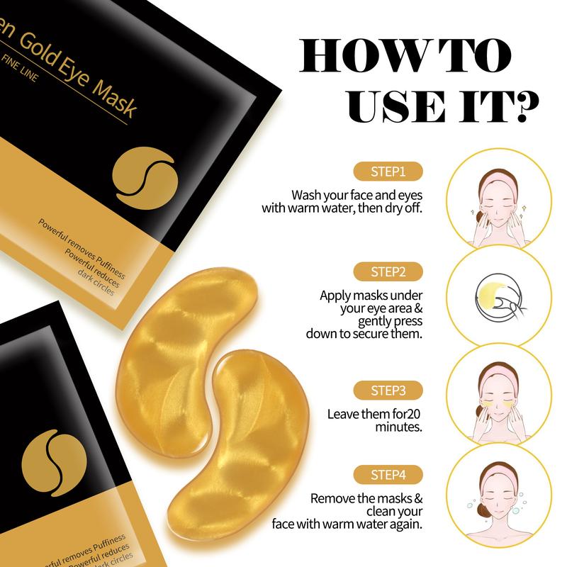 30 Pairs 24K Gold Collagen Eye Patches - Under Eye Masks for Dark Circles, Puffiness & Skin Care