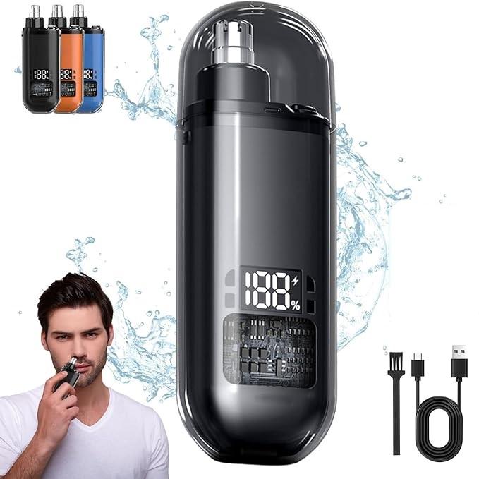 Portable Nose Hair Trimmer,Portable Nose Hair Trimmer for Men,2 In 1 Nasal Hair Cutter,USB Rechargeable Portable Nose Hair Trimmer,IPX7 Waterproof