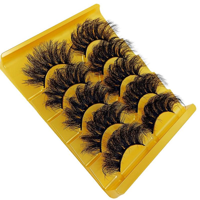 Fluffy False Eyelashes, 5 Pairs Faux Cluster Lashes, Natural Curling Eye Makeup Strip Lashes, Lightweight Full Volume Eyelash for Women Girls Eye Makeup Enhancement, Lash Clusters Cosmetic, Christmas Gift