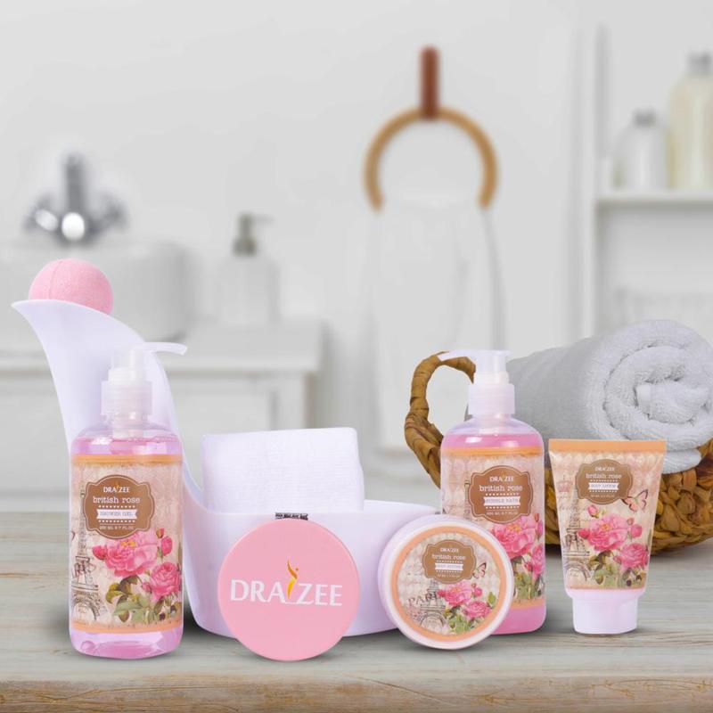 Luxury Heel Shoe Spa Gift Set for Women - 8 Pcs Christmas Gift, Rose Scented Bath Set w  Shower Gel, Bubble Bath, Body Butter, Body Lotion & More - Birthday Spa Basket, Gift for Mom by Draizee