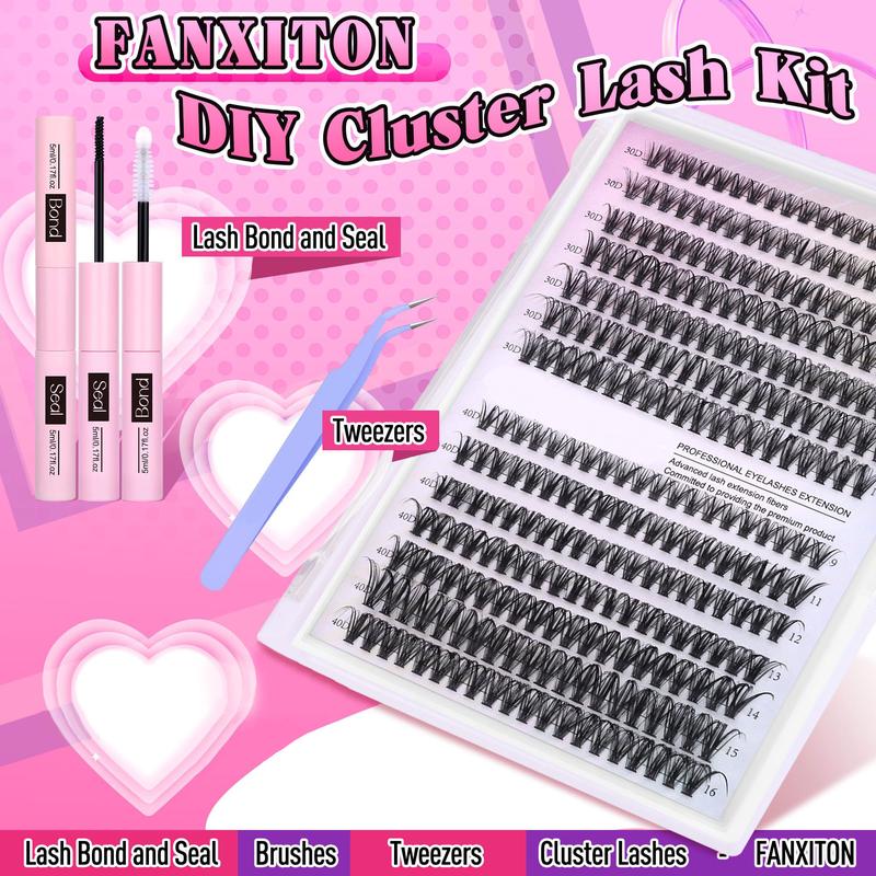 Perfect Lash Extension Kit DIY 280pcs Lash Clusters Eyelash Extension Kit, 9-16mm Mix 30D 40D Curl Individual Lashes Kit with Lash Bond and Seal Lash Tweezers for Self Use(30D&40D-0.07D-9-16MIX KIT) shinyslashes