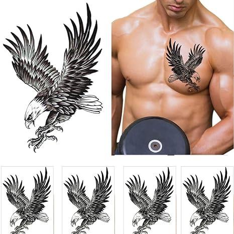 2 Pcs Eagle Tattoo Sticker Waterproof Temporary Tattoo Body Sexy Art Sticker Sweat Proof Men and Women (Black)