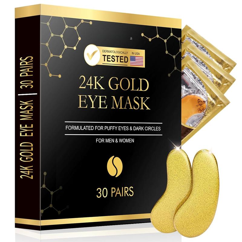 Under Eye Patches (50 Pairs) - 24K Gold Eye Patches for Puffy Eyes, Dark Circles, Eye Bags and Wrinkles, Collagen Skin Care Products, Beauty & Personal Care Comfort