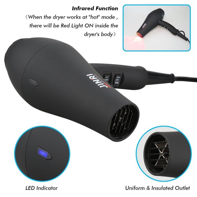 Infrared Ray Professional Hair Dryer, Quick-Drying & Quiet Hair Dryer with Diffuser & Concentrator Attachments, Lightweight Travel Portable Hair Dryer