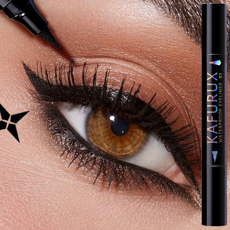 2 in 1 Double-ended Winged Cat Eye Stamp & Felt-tip Eyeliner Pen for Christmas Gift, 1 Count Waterproof Long Lasting Eyeliner, Eye Makeup Tool for Women