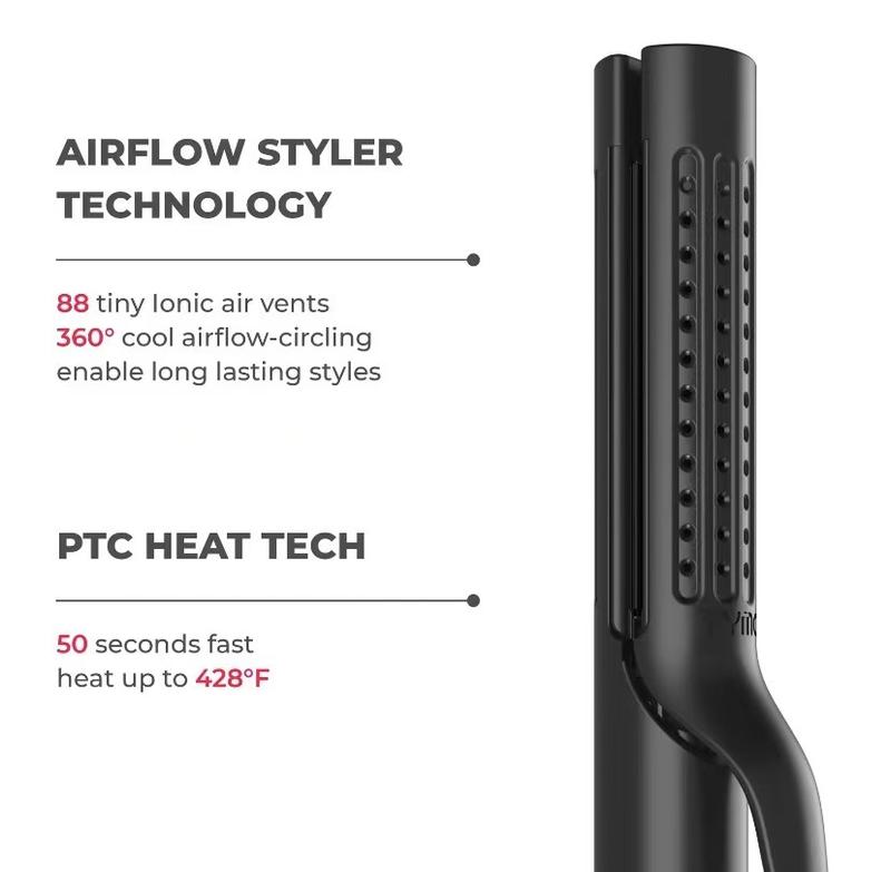 TYMO AIRFLOW-Hair Straightener and Curling Iron 2 in 1, Negative Ionic Anti-scald Curling Wand  Long Short Hair Curler  Comfort Salon  hairwaver muk  straightener